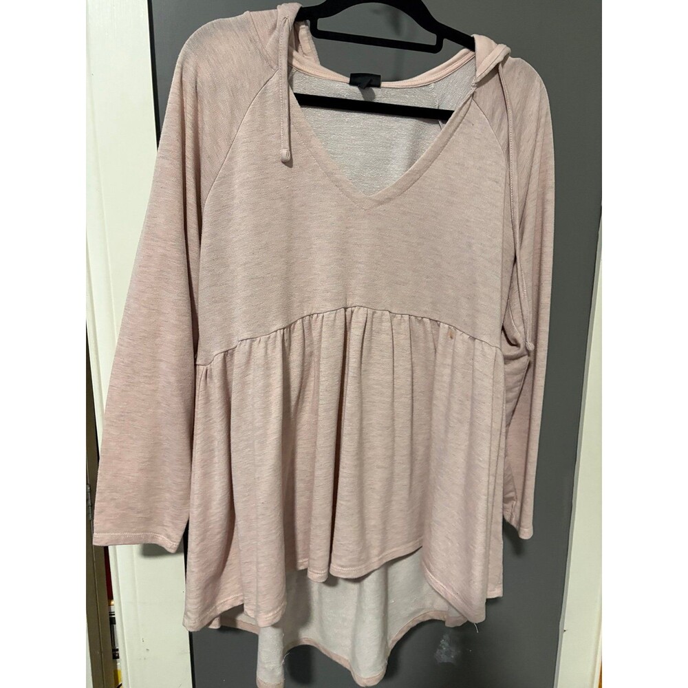 Torrid size 1 light pink hooded babydoll top shirt